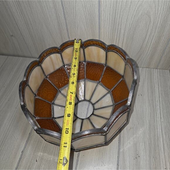 Vtg 70s Tiffaney Style Stained Glass Ceiling Hanging Light Fixture Bar Light - Picture 7 of 9